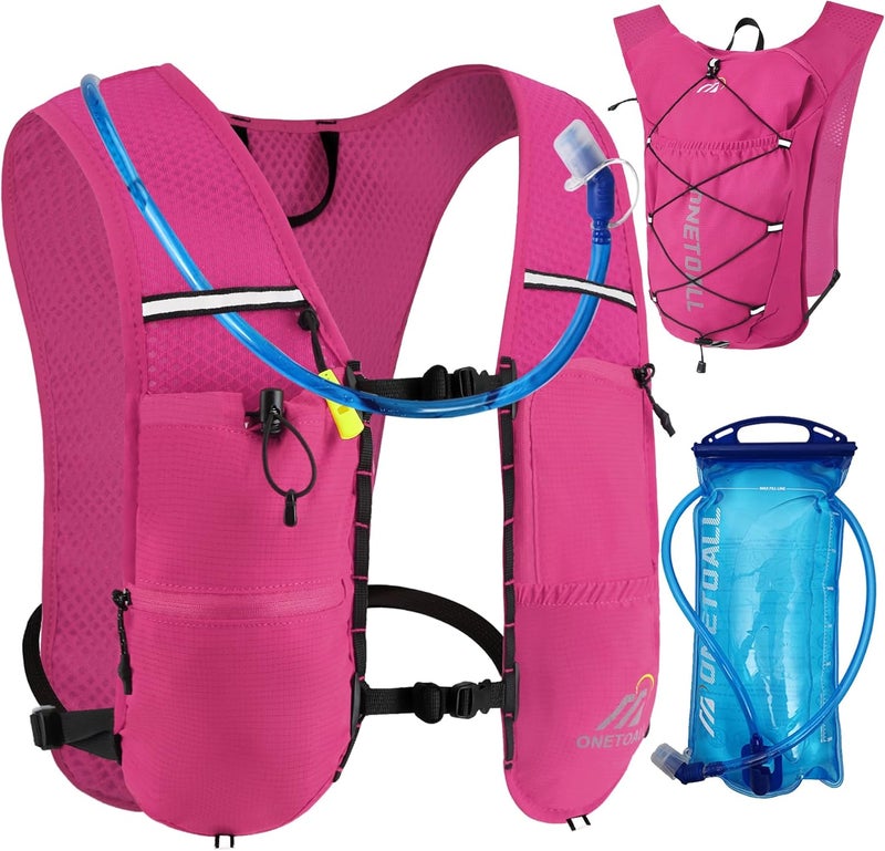 ONETOALL Running Vest for Women & Men, 6L Hydration Backpack with 2L Water Bladder, Lightweight Water Backpack for Trail Running, Marathon, Hiking, Cycling, Jogging, Adjustable Fit - Image 1